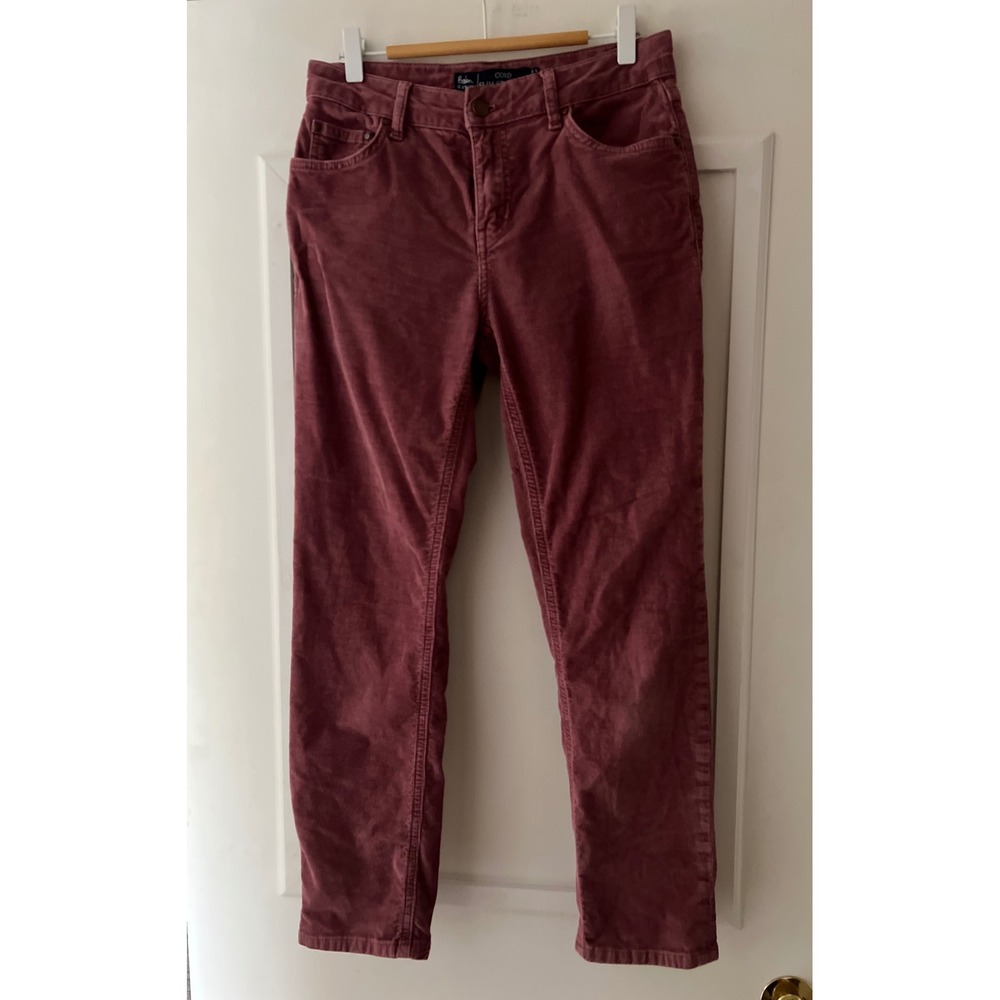 Boden Denim Corduroy Slim Straight Pants Burgundy Wine Red Womens Size 6
